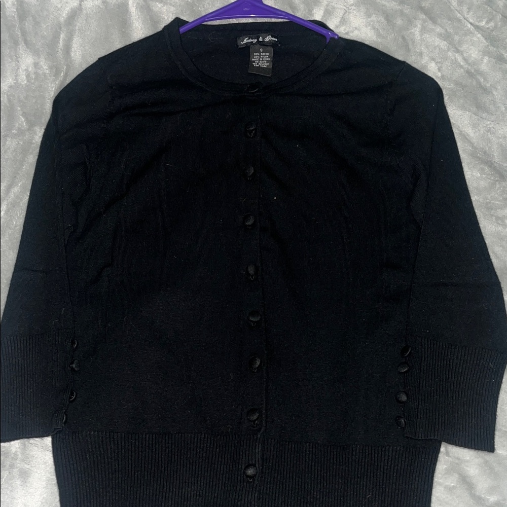 Audrey & Grace Black Button-Up Cardigan